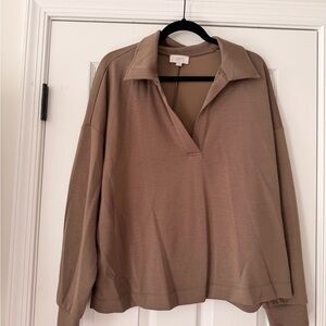 LOFT Taupe Collared Pullover